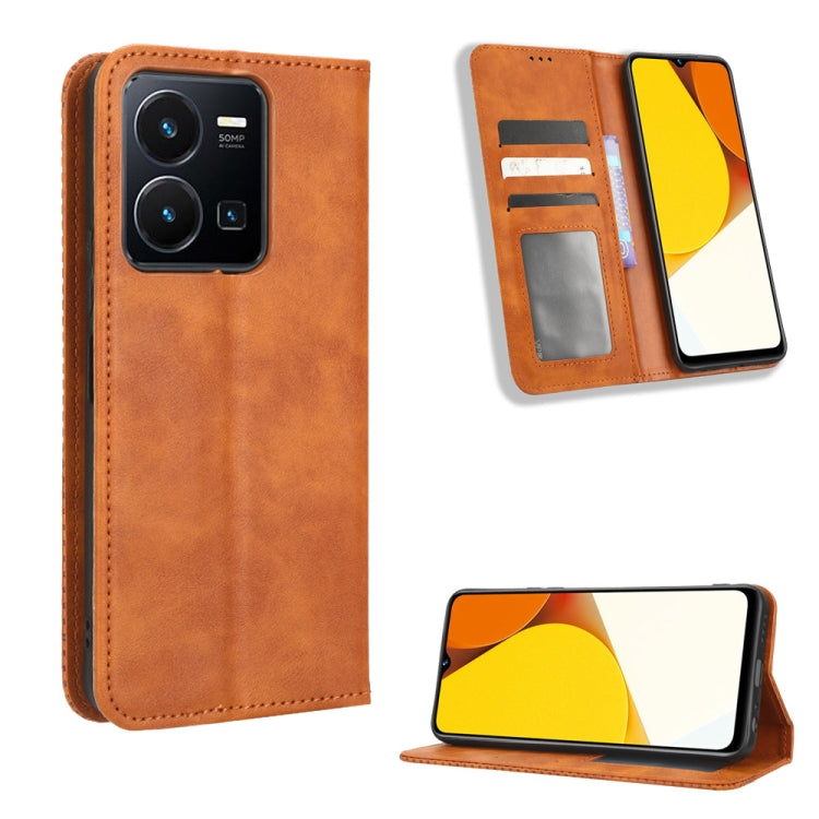 Magnetic Buckle Retro Texture Leather Phone Case, For Realme C33 4G, For T-Mobile Revvl 6 5G, For T-Mobile REVVL 6 Pro 5G, For vivo V25 5G /  X80 Lite, For vivo V25 Pro / S15 Pro, For vivo Y35 4G / Y22s 4G / Y22 4G 2022, For Wiko Power U20 / U10       ...