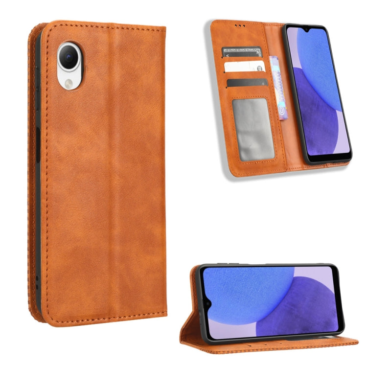 Magnetic Buckle Retro Texture Leather Phone Case, For Samsung Galaxy A23e / A23s / A23 5G JP, For Sony Xperia 5 IV, For Sharp Aquos Sense7 Plus, For iPhone 14 Plus, For Sharp Aquos Sense7, For iPhone 14 Pro Max, For Xiaomi 12T / Redmi K50 Ultra        ...