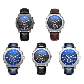 Ochstin 5039C Multifunctional Business Men Watch Luminous Waterproof Leather Quartz Watch