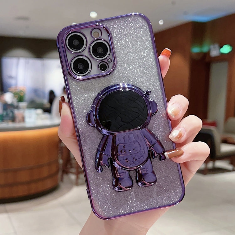 Astronaut Holder Gradient Glitter Powder Phone Case, For iPhone 13 Pro Max, For iPhone 12, For iPhone 12 Pro, For iPhone 12 Pro Max, For iPhone 11, For iPhone 11 Pro