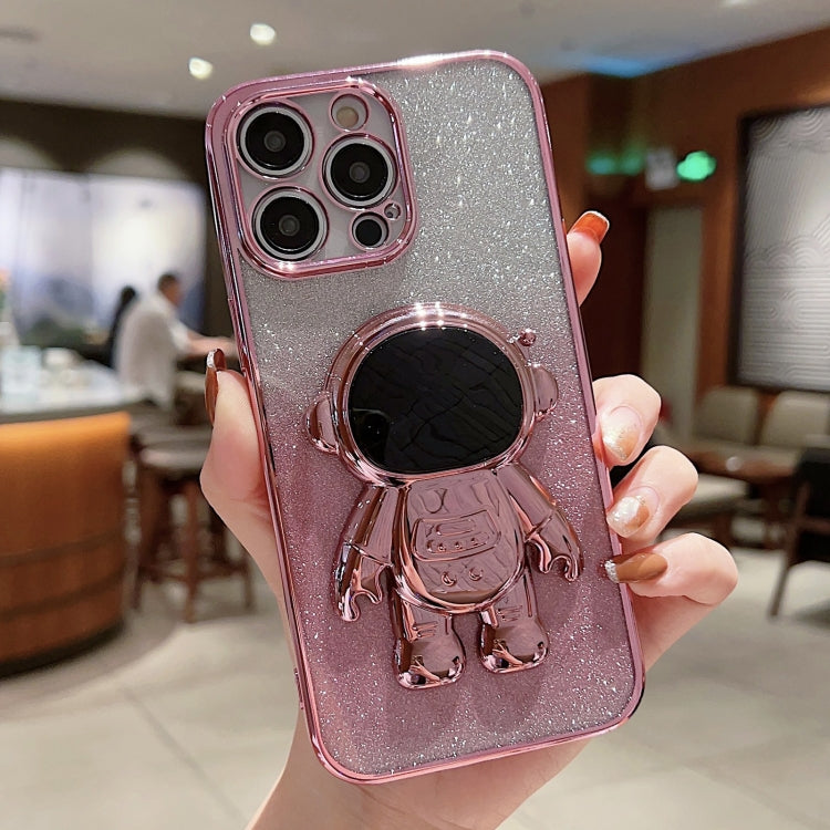 Astronaut Holder Gradient Glitter Powder Phone Case, For iPhone 13 Pro Max, For iPhone 12, For iPhone 12 Pro, For iPhone 12 Pro Max, For iPhone 11, For iPhone 11 Pro