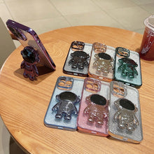 Load image into Gallery viewer, Astronaut Holder Gradient Glitter Powder Phone Case, For iPhone 11 Pro Max