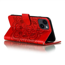 Load image into Gallery viewer, Sun Mandala Embossing Leather Phone Case, For iPhone 14 / 13, For iPhone 14 Plus, For iPhone 14 Pro, For iPhone 14 Pro Max