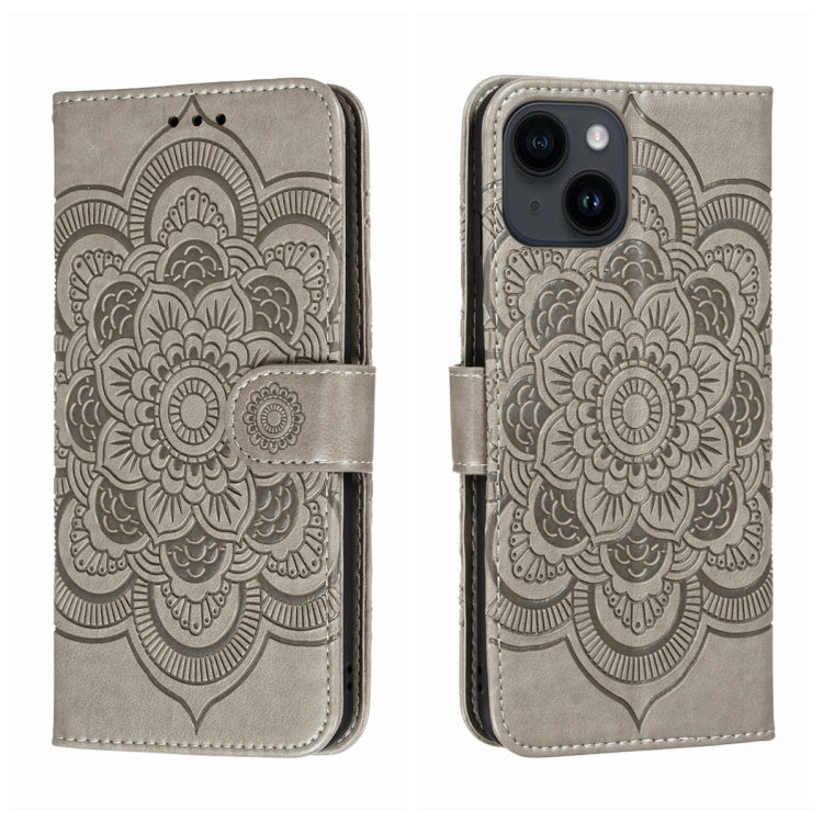 Sun Mandala Embossing Leather Phone Case, For iPhone 14 / 13, For iPhone 14 Plus, For iPhone 14 Pro, For iPhone 14 Pro Max
