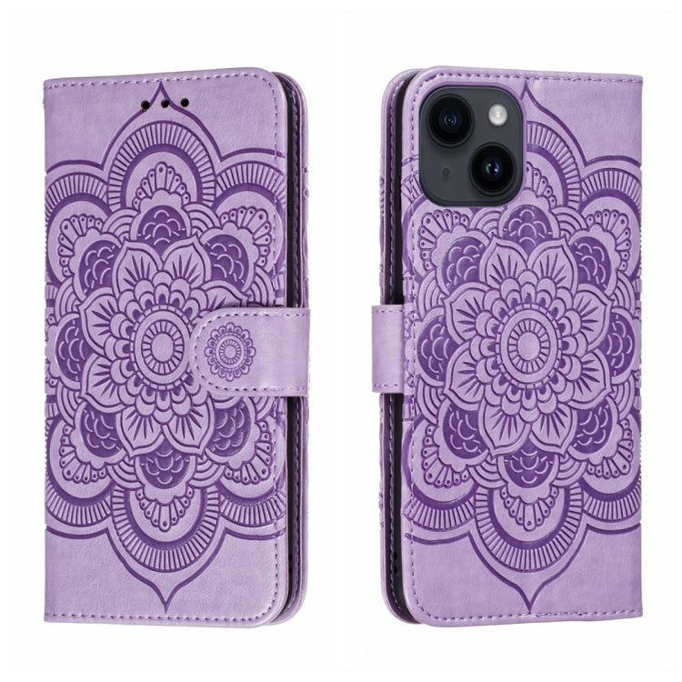 Sun Mandala Embossing Leather Phone Case, For iPhone 14 / 13, For iPhone 14 Plus, For iPhone 14 Pro, For iPhone 14 Pro Max
