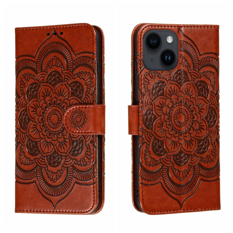 Sun Mandala Embossing Leather Phone Case, For iPhone 14 / 13, For iPhone 14 Plus, For iPhone 14 Pro, For iPhone 14 Pro Max