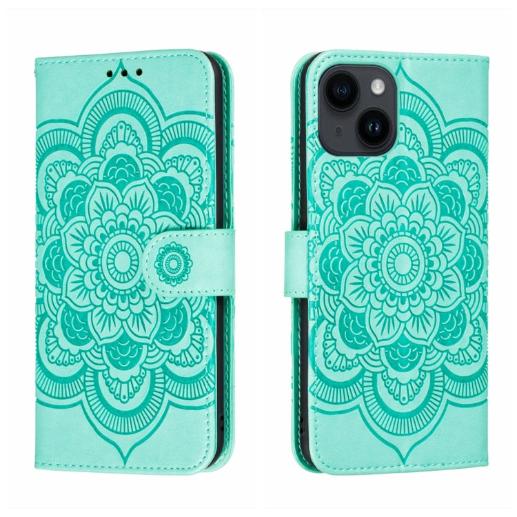 Sun Mandala Embossing Leather Phone Case, For iPhone 14 / 13, For iPhone 14 Plus, For iPhone 14 Pro, For iPhone 14 Pro Max