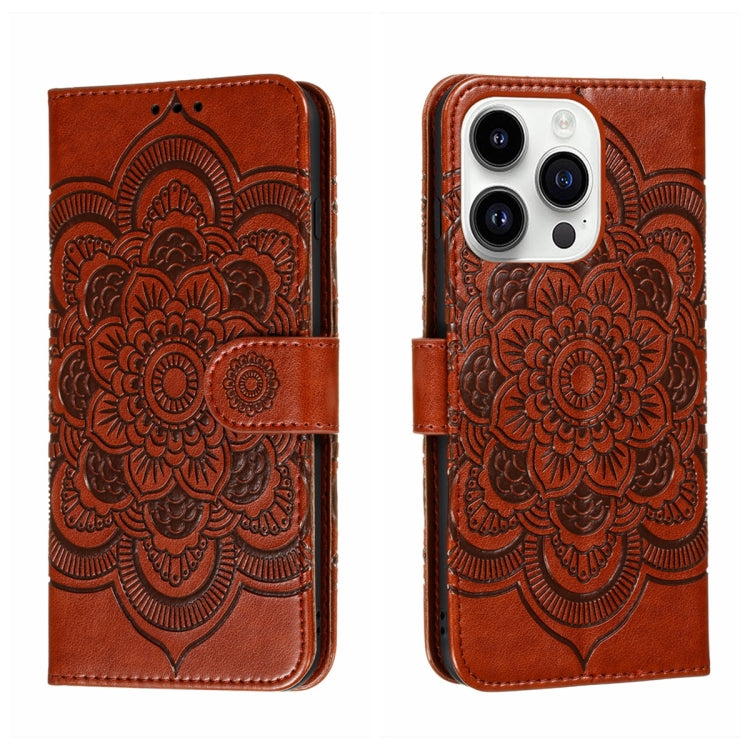 Sun Mandala Embossing Leather Phone Case, For iPhone 14 / 13, For iPhone 14 Plus, For iPhone 14 Pro, For iPhone 14 Pro Max