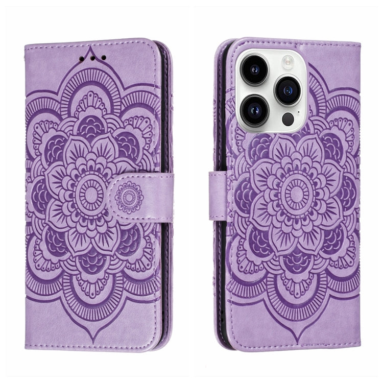 Sun Mandala Embossing Leather Phone Case, For iPhone 14 / 13, For iPhone 14 Plus, For iPhone 14 Pro, For iPhone 14 Pro Max