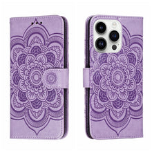 Load image into Gallery viewer, Sun Mandala Embossing Leather Phone Case, For iPhone 14 / 13, For iPhone 14 Plus, For iPhone 14 Pro, For iPhone 14 Pro Max