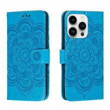 Load image into Gallery viewer, Sun Mandala Embossing Leather Phone Case, For iPhone 14 / 13, For iPhone 14 Plus, For iPhone 14 Pro, For iPhone 14 Pro Max