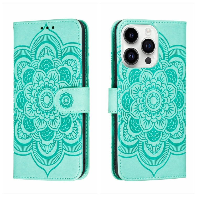 Sun Mandala Embossing Leather Phone Case, For iPhone 14 / 13, For iPhone 14 Plus, For iPhone 14 Pro, For iPhone 14 Pro Max
