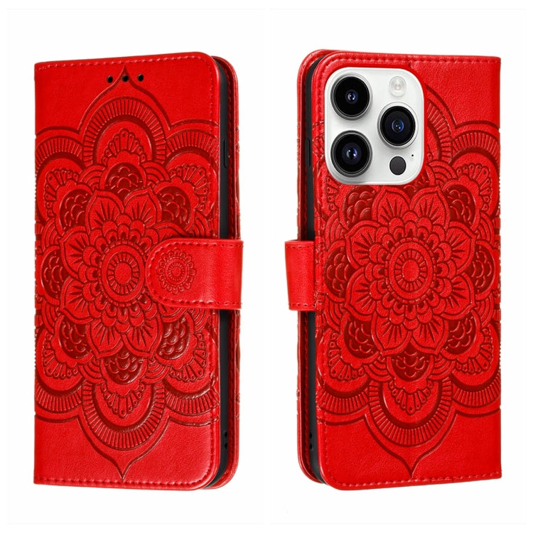 Sun Mandala Embossing Leather Phone Case, For iPhone 14 / 13, For iPhone 14 Plus, For iPhone 14 Pro, For iPhone 14 Pro Max