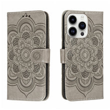 Load image into Gallery viewer, Sun Mandala Embossing Leather Phone Case, For iPhone 14 / 13, For iPhone 14 Plus, For iPhone 14 Pro, For iPhone 14 Pro Max