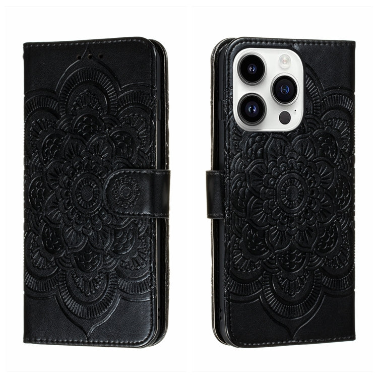 Sun Mandala Embossing Leather Phone Case, For iPhone 14 / 13, For iPhone 14 Plus, For iPhone 14 Pro, For iPhone 14 Pro Max