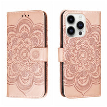 Load image into Gallery viewer, Sun Mandala Embossing Leather Phone Case, For iPhone 14 / 13, For iPhone 14 Plus, For iPhone 14 Pro, For iPhone 14 Pro Max