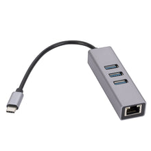 Load image into Gallery viewer, SL-030 USB-C / Type-C to Gigabit Ethernet RJ45 &amp; 3 x USB 3.0 Adapter Converter HUB, USB-C / Type-C to RJ45 &amp; 3 x USB