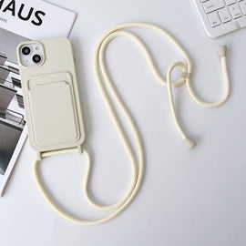 Crossbody Lanyard Elastic Silicone Card Holder Phone Case, For iPhone 14 Pro Max, For iPhone 13, For iPhone 13 Pro