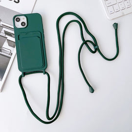Crossbody Lanyard Elastic Silicone Card Holder Phone Case, For iPhone 12 Pro Max, For iPhone 11, For iPhone 11 Pro