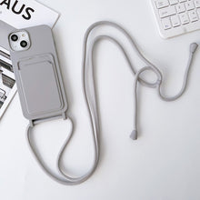 Load image into Gallery viewer, Crossbody Lanyard Elastic Silicone Card Holder Phone Case, For iPhone 11 Pro Max
