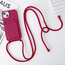 Load image into Gallery viewer, Crossbody Lanyard Elastic Silicone Card Holder Phone Case, For iPhone 11 Pro Max