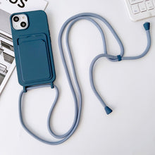 Load image into Gallery viewer, Crossbody Lanyard Elastic Silicone Card Holder Phone Case, For iPhone 11 Pro Max