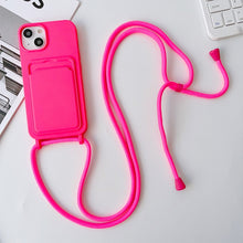 Load image into Gallery viewer, Crossbody Lanyard Elastic Silicone Card Holder Phone Case, For iPhone 11 Pro Max
