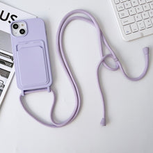 Load image into Gallery viewer, Crossbody Lanyard Elastic Silicone Card Holder Phone Case, For iPhone 11 Pro Max