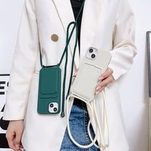 Load image into Gallery viewer, Crossbody Lanyard Elastic Silicone Card Holder Phone Case, For iPhone 11 Pro Max