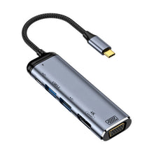 Load image into Gallery viewer, Y002 6 in 1 Type-C to VGA+HDMI+Dual USB+Dual USB-C/Type-C Interface Multi-function Adapter, Y002