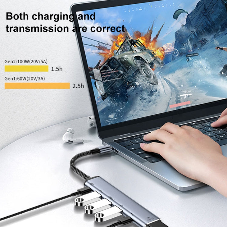 Y003 5 in 1 USB-C/Type-C to USB3.1+USB2.0+Dual USB-C/Type-C+3.5mm Audio Interface Multi-function Adapter, Y003