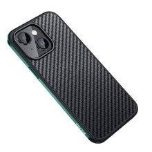 Load image into Gallery viewer, SULADA Carbon Fiber Textured Shockproof Metal + TPU Frame Case, For iPhone 14, For iPhone 14 Plus, For iPhone 14 Pro, For iPhone 14 Pro Max