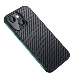SULADA Carbon Fiber Textured Shockproof Metal + TPU Frame Case, For iPhone 14, For iPhone 14 Plus, For iPhone 14 Pro, For iPhone 14 Pro Max