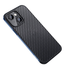 Load image into Gallery viewer, SULADA Carbon Fiber Textured Shockproof Metal + TPU Frame Case, For iPhone 14, For iPhone 14 Plus, For iPhone 14 Pro, For iPhone 14 Pro Max