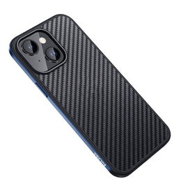 SULADA Carbon Fiber Textured Shockproof Metal + TPU Frame Case, For iPhone 14, For iPhone 14 Plus, For iPhone 14 Pro, For iPhone 14 Pro Max