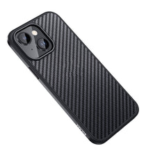 Load image into Gallery viewer, SULADA Carbon Fiber Textured Shockproof Metal + TPU Frame Case, For iPhone 14, For iPhone 14 Plus, For iPhone 14 Pro, For iPhone 14 Pro Max