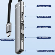 Load image into Gallery viewer, USB-C / Type-C to 3.5mm + 2USB + Type-C HUB Docking Station