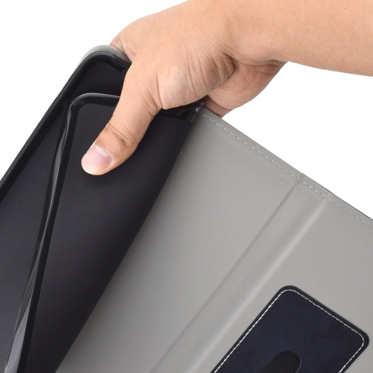 Sewing Thread Horizontal Solid Color Flat Leather Case with Sleep Function & Pen Cover & Anti Skid Strip & Card Slot & Holder