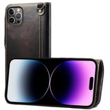 Denior Oil Wax Cowhide Magnetic Button Genuine Leather Case, For iPhone 14 Pro Max, For iPhone 14 Pro, For iPhone 14, For iPhone 14 Plus, For iPhone 13 Pro Max, For iPhone 13 Pro, For iPhone 13, For iPhone 13 mini, For iPhone 12 Pro Max                ...