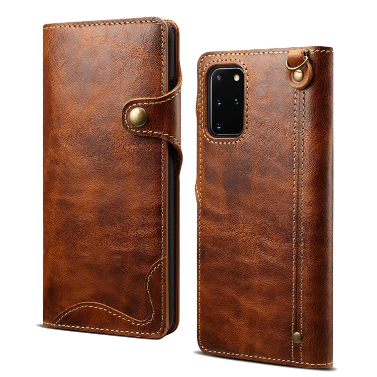 Denior Oil Wax Cowhide Magnetic Button Genuine Leather Case, For Samsung Galaxy S20+, For Samsung Galaxy S20 Ultra, For Samsung Galaxy Note20, For Samsung Galaxy Note20 Ultra, For Samsung Galaxy S21 5G, For Samsung Galaxy S21+ 5G                       ...