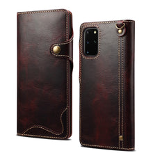 Load image into Gallery viewer, Denior Oil Wax Cowhide Magnetic Button Genuine Leather Case, For Samsung Galaxy S20+, For Samsung Galaxy S20 Ultra, For Samsung Galaxy Note20, For Samsung Galaxy Note20 Ultra, For Samsung Galaxy S21 5G, For Samsung Galaxy S21+ 5G                       ...