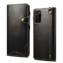 Load image into Gallery viewer, Denior Oil Wax Cowhide Magnetic Button Genuine Leather Case, For Samsung Galaxy S20+, For Samsung Galaxy S20 Ultra, For Samsung Galaxy Note20, For Samsung Galaxy Note20 Ultra, For Samsung Galaxy S21 5G, For Samsung Galaxy S21+ 5G                       ...