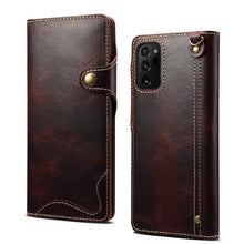 Load image into Gallery viewer, Denior Oil Wax Cowhide Magnetic Button Genuine Leather Case, For Samsung Galaxy S20+, For Samsung Galaxy S20 Ultra, For Samsung Galaxy Note20, For Samsung Galaxy Note20 Ultra, For Samsung Galaxy S21 5G, For Samsung Galaxy S21+ 5G                       ...