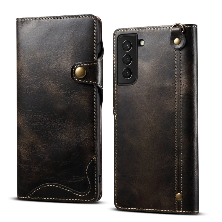 Denior Oil Wax Cowhide Magnetic Button Genuine Leather Case, For Samsung Galaxy S20+, For Samsung Galaxy S20 Ultra, For Samsung Galaxy Note20, For Samsung Galaxy Note20 Ultra, For Samsung Galaxy S21 5G, For Samsung Galaxy S21+ 5G                       ...