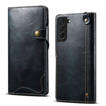 Load image into Gallery viewer, Denior Oil Wax Cowhide Magnetic Button Genuine Leather Case, For Samsung Galaxy S20+, For Samsung Galaxy S20 Ultra, For Samsung Galaxy Note20, For Samsung Galaxy Note20 Ultra, For Samsung Galaxy S21 5G, For Samsung Galaxy S21+ 5G                       ...