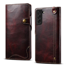 Load image into Gallery viewer, Denior Oil Wax Cowhide Magnetic Button Genuine Leather Case, For Samsung Galaxy S20+, For Samsung Galaxy S20 Ultra, For Samsung Galaxy Note20, For Samsung Galaxy Note20 Ultra, For Samsung Galaxy S21 5G, For Samsung Galaxy S21+ 5G                       ...