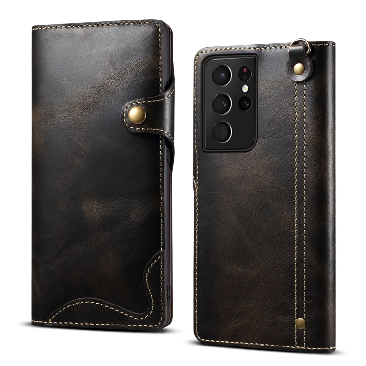 Denior Oil Wax Cowhide Magnetic Button Genuine Leather Case, For Samsung Galaxy S20+, For Samsung Galaxy S20 Ultra, For Samsung Galaxy Note20, For Samsung Galaxy Note20 Ultra, For Samsung Galaxy S21 5G, For Samsung Galaxy S21+ 5G                       ...