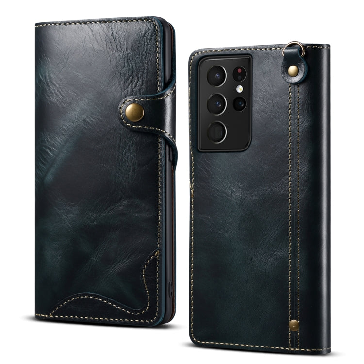 Denior Oil Wax Cowhide Magnetic Button Genuine Leather Case, For Samsung Galaxy S20+, For Samsung Galaxy S20 Ultra, For Samsung Galaxy Note20, For Samsung Galaxy Note20 Ultra, For Samsung Galaxy S21 5G, For Samsung Galaxy S21+ 5G                       ...