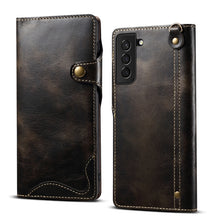 Load image into Gallery viewer, Denior Oil Wax Cowhide Magnetic Button Genuine Leather Case, For Samsung Galaxy S20+, For Samsung Galaxy S20 Ultra, For Samsung Galaxy Note20, For Samsung Galaxy Note20 Ultra, For Samsung Galaxy S21 5G, For Samsung Galaxy S21+ 5G                       ...