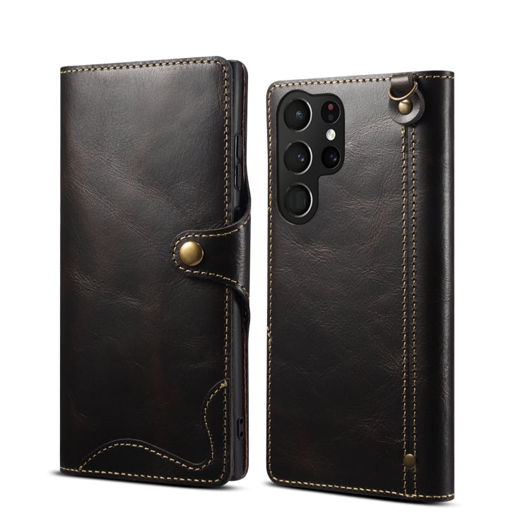 Denior Oil Wax Cowhide Magnetic Button Genuine Leather Case, For Samsung Galaxy S20+, For Samsung Galaxy S20 Ultra, For Samsung Galaxy Note20, For Samsung Galaxy Note20 Ultra, For Samsung Galaxy S21 5G, For Samsung Galaxy S21+ 5G                       ...